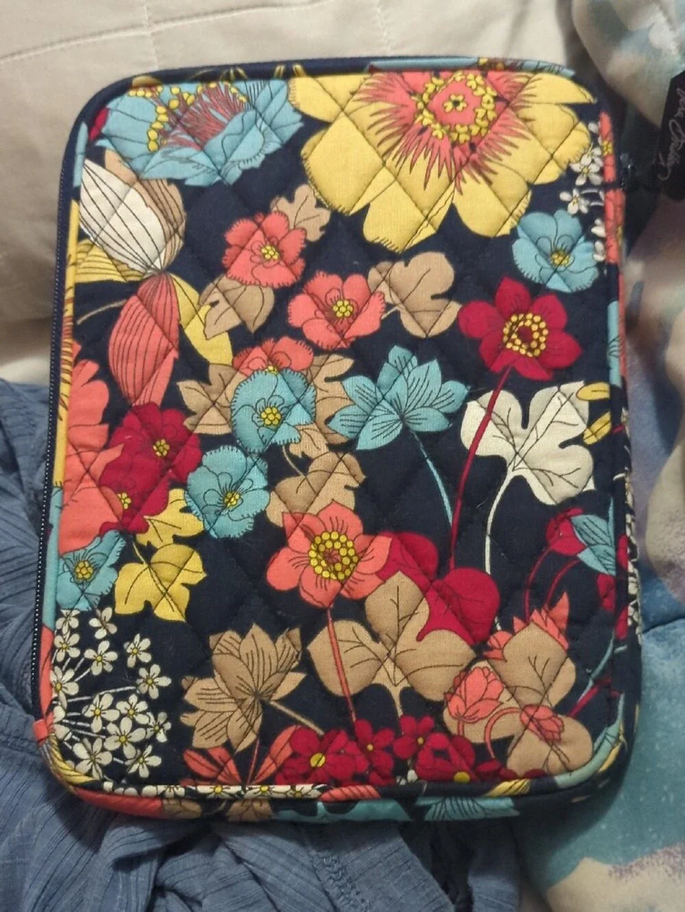 Vera Bradley Navy Multi Quilted Floral Laptop Sleeve